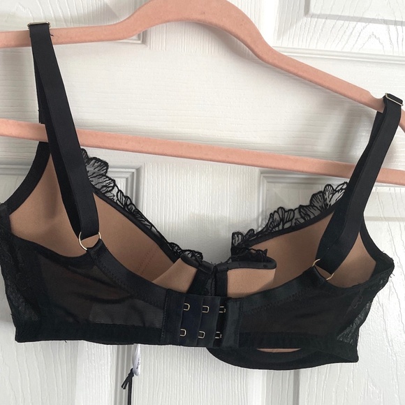NWT Playful Promises Marlowe Black Floral Embroidered Quarter Cup Bra - Picture 8 of 8